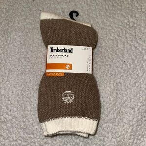 Timberland Women’s Super Soft Boot Socks Brown Cream Pack of 2 Pairs NWT